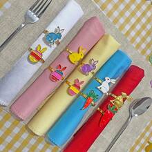 10pcs Easter Holiday Napkin Ring Set, Dining Table Decor For Easter Hotel Restaurant, Home Party Atmosphere Decoration - Multicolor - View 2