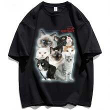 Women's Haruku Fashion Couple Loose Street Style Y2k T-Shirt Cartoon Print Short Sleeve T-Shirt Women's T-Shirt All Seasons,220g Pure Cotton Single-Sided Printed Crew Neck Short-Sleeved T-Shirt,Unisex Top,Base Layer - 顏色10 - 查看 1