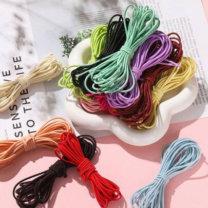 2pcs/Pack 2mm Round Elastic Band, Sewing Elastic, Flat Rubber Band, Waist Elastic Cord, DIY Mask Ear Loop