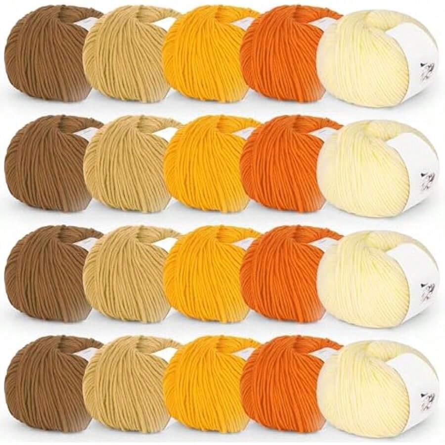 20 Skeins Cotton Yarn For Crocheting-55% Cotton 45% Acrylic-Super Soft Milk Cotton Yarn-Great Crochet And Knitting Starter Kit For Colorful Craft (Color E) - 顏色 E - 查看 1