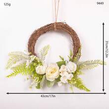 1个春季人造花环,适用于婚礼装饰、农舍前门花卉装饰,假花环配有小型黑板欢迎牌,可悬挂于家居墙壁/门/窗户上作为装饰 - 彩色 - 查看 25