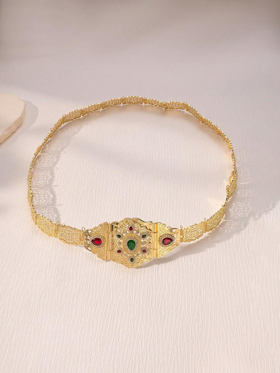 1 chiếc thắt lưng Kaftan mạ vàng kiểu Thổ Nhĩ Kỳ - Ma-rốc mới, dây đeo váy cưới và lễ hội sang trọng dành cho nữ giới Trung Đông - Ả Rập, dây đeo eo thời trang - Vàng - Xem 1