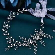 1pc Elegant Glass Headband, Suitable For Party, Wedding, Bride, And All Seasons - Silver - View 3