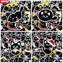 50张可爱黑猫卡通动物贴纸，适用于剪贴簿、日记本、笔记本电脑、水瓶、汽车等。寓意美好的设计，传递积极向上的信息，是馈赠佳品。 - 彩色 - 查看 1