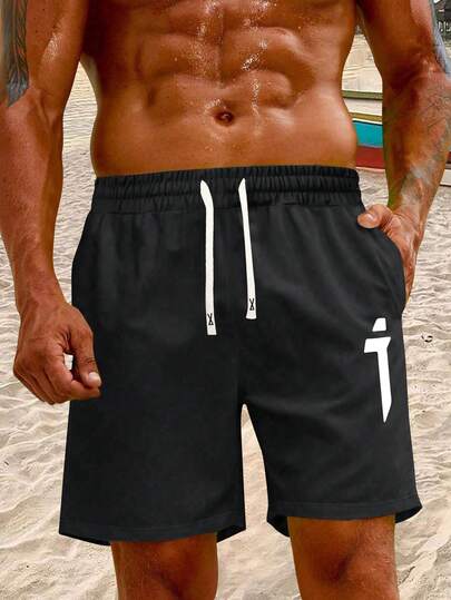 Summer New Men's Shorts Pattern Printing Sports Wind Elastic Waist Drawstring Trousers Travel Holiday Outdoor Camping Thin Cool Men's Half Trousers