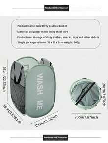 Large Capacity Mesh Laundry Hamper, Pop-Up Laundry Hamper, Collapsible Laundry Hamper With Handles And Large Side Pockets, Suitable For Kids' Rooms, Student Dorms, RVs, Gray, Closet Organizer, Bedroom, School Dorm Essentials, Clothes Organizer, College Storage, Storage Bags, Organizer, Storage Bins, Toiletry Bags, Laundry Bags, Washing Machine Laundry Bags, Bathroom Travel, Suitable For Dirty And Clean Clothes, Bras, Dorm Essentials, Closet Organization And Storage - 彩色 - 查看 9