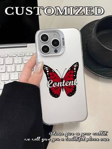 1 pieza Funda de teléfono protectora con lente hueca blanca y texto de mariposa personalizado, compatible con iPhone 17 Air, 16, 15, 14, 13, 12, 11 Pro Max - Blanco - Ver 5
