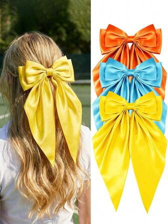 1/3 Pcs Valentine's Day Bow Red Hair Bows Clips For Women, Bow Hair Clips For Girls Ribbons Bow Barrettes Satin Hair Bows Long Tail Clips On Bows Party Hair Accessories Christmas Hair Bows Clips, For Valentine's Day New Year Accessories For Women Thanksgiving Day Pink Bow Decor