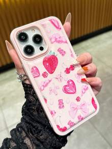 Strawberry Balloon Dog Pattern, Pink Bow Lanyard Set, Minimalist Girly Style Compatible With Iphone 17/17 Pro A Max/Air/7/8/7p/8p/X/XS/XR/XS Max/11/11 Pro/11 Pro Max/12/12 Pro/12 Pro Max/12 Mini/13/13 Pro/13 Pro Max/13 Mini/14/14 Pro/14 Plus/14 Pro Max/15/15 Pro/15 Plus/15 Pro Max/16/16 Pro/16 Pro AMX/16 Plus/17/17 Pro/17 Pro Max/17 Air Phone Case, Valentine's Day Gift - Pink - View 3