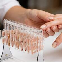 时尚亚克力指甲油展示架，带挂钩，透明指甲油样品展示板 - 彩色 - 查看 3