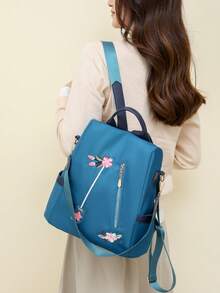 防盗刺绣时尚尼龙双肩包女包,多功能时尚日用包,多口袋轻便旅行包,大容量简约书包,便捷书包,适合学生、护士、教师、商务人士、旅行度假、商务出行、日常通勤、购物、办公、约会、徒步、训练、工作、生日礼物、节日礼物、背包 - 彩色 - 查看 10