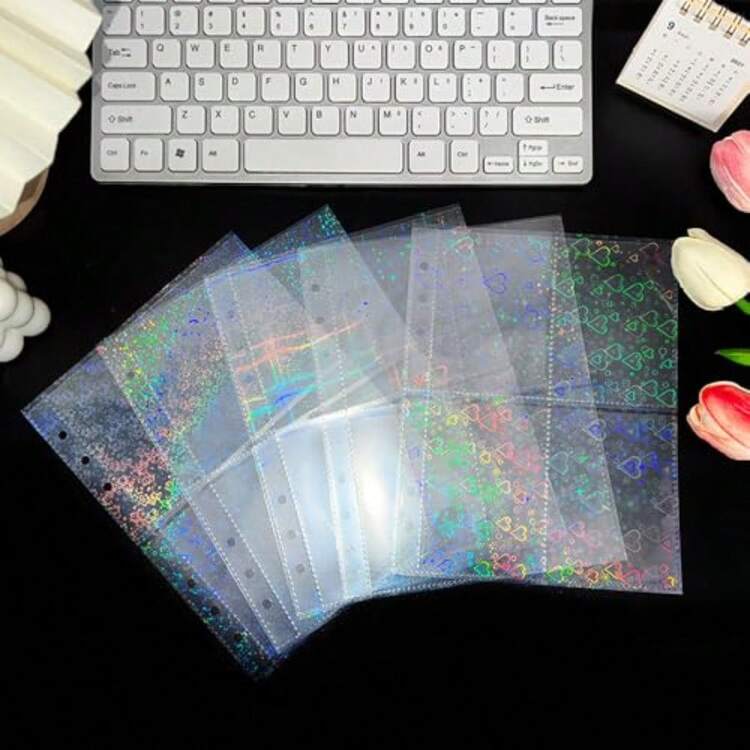 シール帳 台紙 a5 シール帳 リフィル ハート カードポケット はがせる 剥離紙 防塵 バインダー用 6穴 20枚入 - 写真の通り - 見る 7