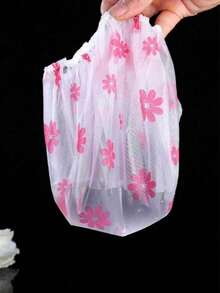 5pcs/4pcs/1pc Waterproof EVA Plastic Shower Cap, Elastic Reusable Swimming Cap, Beauty Salon SPA Lace Elastic Band Print Cap/Shower Cap - Multicolor - View 4