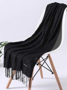 Double-Sided Solid Color Faux Cashmere Casual Polyester Scarf, Solid Color Muslim Hijab Scarf Suitable For Daily Outings, Dining, Dates, Autumn/Winter - Multicolor - View 13