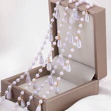 1m Fashion Charming Water Drop Faux Pearl Tassel Chain, DIY Chain Water Drop Bead Tassel Chain, Suitable For DIY Jewelry, Bracelets, Pendants, Anklets, Necklaces, Clothing Accessories, Ideal For Making Holiday Gifts, Valentine's Day Gifts, Captivating Jewelry And Craft Materials - JTT1822 - View 4