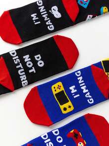 4 Pairs Racing Car Patterned Socks - Novelty Gift For Car Enthusiasts - Knitted Racing Car Design Fun Socks, Crazy Happy Mid-Calf Socks - Multicolor - View 10
