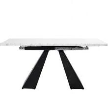Table multifonction extensible télescopique 99-159*74 cm – Pour cuisine, salle à manger, bureau à domicile et salon – Grand plan de travail, design flexible – Plateau blanc, pieds en colonne - Blanc + MDF + Métal-1 - Voir 6