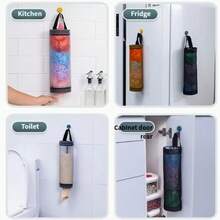 2个装垃圾袋收纳袋，塑料袋分配器，耐用可水洗垃圾袋架，清洁用品，家居工具，返校必备品，壁挂式厨房垃圾袋收纳架，圆形杂物收纳袋，厨房用品，清洁用品收纳，门后悬挂式收纳袋，带可拆卸可水洗网袋的壁挂式厨房垃圾袋架