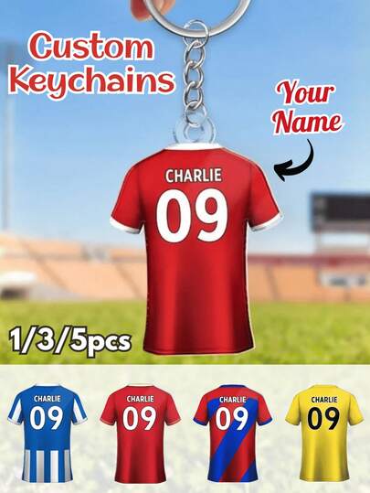 1/3/5PCS Personalize Sports Keychain,2inch Custom Name Keychain - Cheer, Softball, Soccer, Basketball Gift,Personalized Sports/School Sport Keychain - Custom Acrylic Sports Keychain - Backpack Name Tag - Team Gift For Players,Custom Keychain,Game Player,Team Winner,Personalized,American Football,Bulk Keyring,Football Keychain,Football Gift,Custom Sports Gift,Football Birthday,Sport Keychain,Sport Football,Sport Gift Keychain