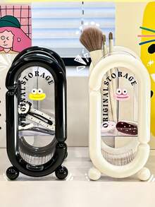 1 pieza Soporte minimalista de 2 niveles para brochas de maquillaje, organizador de escritorio para brochas y lápices, soporte multifuncional para cepillos de dientes para el baño, adecuado para la decoración del hogar, la sala de estar, el dormitorio y el baño, un gran regalo para mujeres y la decoración de la sala de maquillaje - Multicolor - Ver 4