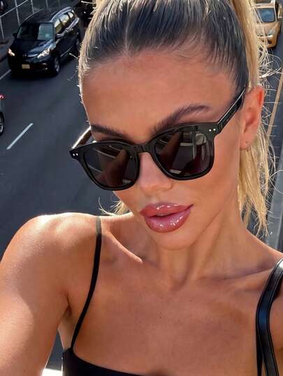 1 Pair Unisex Square Retro Fashion Sunglasses, Suitable For Travel, Beach Accessories, Women's Beach Accessories, Basic Autumn/Winter, Women's Outfit, Business Casual, Gift, College Style, Back To School Season