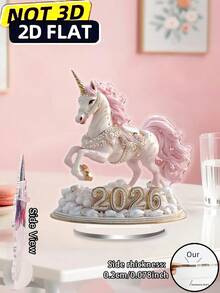 1pc Pink Pony 2026 Desktop Decor, With Pink, Gold, White Elegant Pony "2026" Design Pattern, Suitable For Room, Home, Office Desk Multi-Purpose, Best New Year Gift For Grandchildren, Gift For Horse Riding Enthusiasts - Colorful - View 12