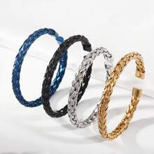 1件装不锈钢开口手镯 - 波西米亚风假日手镯，男女皆宜，可叠戴开口手镯，休闲装扮，狂欢节饰品，全年百搭中性色调手镯 - 開放式手鐲 - 查看 1