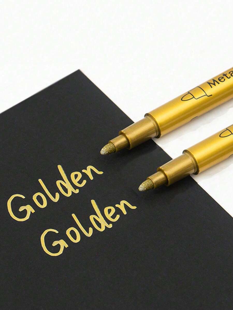 5pcs/3pcs/1pc Metal Paint Marker Pens, Suitable For DIY Painting, Doodling On Black Cards, Handmade Album, Signature, School Supplies, Office Supplies, Stationery, Back To School Supplies - Multicolor - View 1