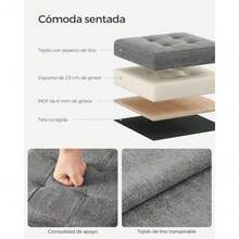 CYPNSONGMICS Puff Almacenaje de 30 cm de Largo Taburete Reposapiés Baúl de Almacenaje Gris Oscuro MLSF028G01Fashion - 219989093 - Ver 5