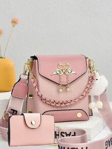 Mini Mobile Phone Bags Set - Fashion Print Shoulder And Crossbody Bags - Brown - View 9