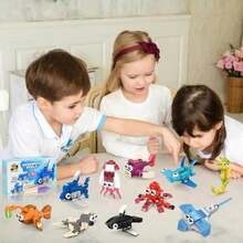 12 Bloques de Construccion Animales Marinos, Juguets de Bloques de Construccion, Adecuados para Bolsas de Regalo de Premios en el Aula, Obsequios de Fiesta a Granel - / - Ver 3