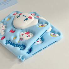 Sanrio Hello Kitty卡通可爱保护套，适用于iPad Mini 1234567/789th/Air/Pro（蓝色），防震、防刮、防摔、防滑、防指纹，带支架，耐刮擦，硅胶材质，是节日礼物佳品，简约时尚，也适用于iPad 7.9、8.3、9.7、10.2、10.5、10.9、11英寸。