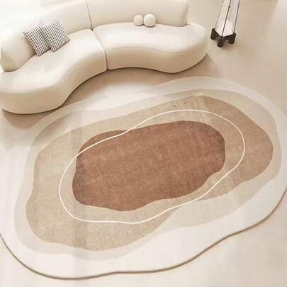 1pc Soft & Skin-Friendly High-Quality Dopamine Cream Carpet, Japanese Fresh Cloud-Shaped Faux Wool Rug For Living Room, Bedroom, Sofa, Coffee Table, Suitable For Clothing Stores, Beauty Salons, Nail Salons, Eyelash Salons, Hotels, Warm And Elegant (Irregular Sizes May Have 1-5cm Deviation, Suggest Buying Larger)