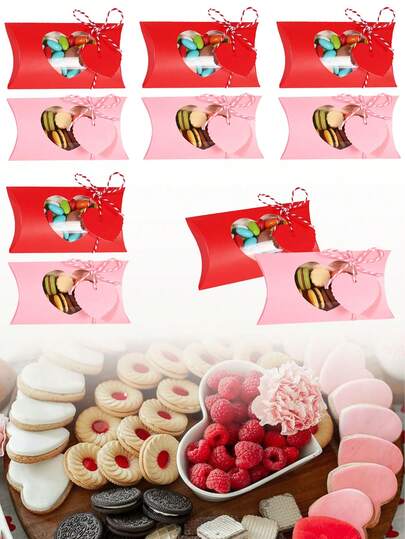 10 sets Caja con forma de corazón para el Día de San Valentín, etiqueta con forma de corazón, cuerda, caja de regalo para dulces, suministros de envoltura de regalo, cajas para dulces, adecuado para el Día de San Valentín, recuerdos de boda, regalos para invitados, decoraciones de fiesta