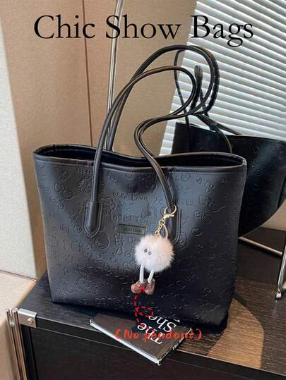 Large Capacity Women's Fashion Multifunctional Shoulder Bag, New Canvas Handbag, Stylish Design, Suitable For School, Commuting And Shopping (Pendant Not Included)