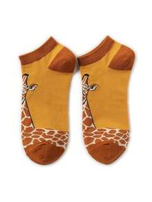 1/5 Pairs Of Men's Giraffe Patterned Short Tube Socks , Fun Gifts For Parties And Social Events, Suitable For Both Men And Women - Multicolor - View 7