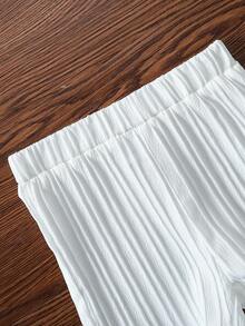 Young Boy Solid Color Short Sleeve Shirt And Shorts Set - White - View 7
