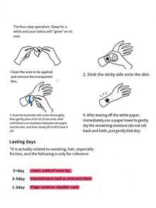 1张可水洗彩色蝴蝶临时纹身贴纸，可贴于手腕/锁骨，蝴蝶图案，印有“先爱自己”字样，适合时尚人士日常佩戴。