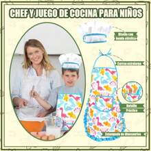 JCH-Juego de Cocina y Horneado para Niños Traje de Chef Dinosaurio con Delantales para niños Gorro de Cocinero Guantes Regalo Ideal de cumpleaños y Navidad Regalo para Navidad y Cumpleaños 26 PCS - Rosa - Ver 5