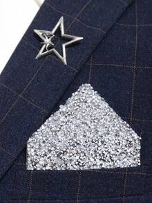 Fashionable Men's Rhinestone Shiny Pocket Square For Wedding, Party, Banquet, Stage Suit Formal Wear Accessory, Instant Pocket Square - Multicolor - View 1