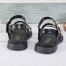 2026夏季新款儿童平底凉鞋，女童休闲时尚百搭圆头软底舒适平底凉鞋，学生凉鞋，公主凉鞋，女童时尚沙滩凉鞋 - 黑色 - 查看 5