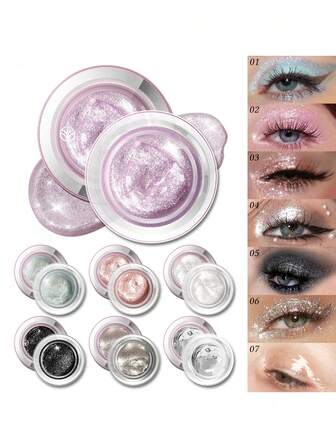 1 pieza Polvo de sombra de ojos brillante - Brillo de diamante multicolor en plata, efecto de maquillaje brillante, fácil de mezclar, suave y brillante, adecuado para mujeres y niñas, esencial de invierno, opción de moda Y2K, regalo de cumpleaños, imprescindible para fiestas, mejor sombra de ojos en gel de color, excelente sombra de ojos líquida brillante