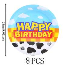 Cow Spotted Birthday Disposable Tableware Set, 7/9 Inch Party Plates, Disposable Paper Plates And Cups Suitable For Holidays, Weddings, Engagements, Weddings, Birthdays, Parties, Celebration Events - Multicolor - View 9