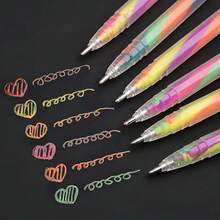 1支彩虹高光荧光粉色闪光多色渐变螺旋笔，适用于日记、DIY绘画、学生批改作业、手工彩笔 - 彩色 - 查看 7