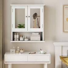 Bathroom Cabinet With Mirror, White Medicine Cabinet With Adjustable Shelf, Toilet Cabinet In Laundry Room And Kitchen - White - View 4