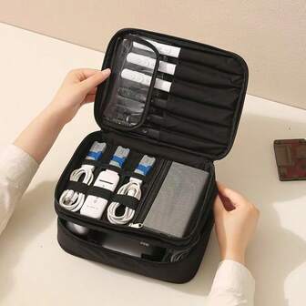 1个大容量专业双层化妆包，多功能单层牛津布洗漱包，化妆师化妆品收纳盒，美容美甲护理整理盒，防水