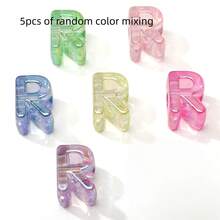 5pcs Acrylic 3D Transparent Colorful Large Hole Jelly Letter Beads, Random Mixed Colors, For Handmade DIY Jewelry Making Necklace Bracelet Earrings Bag Chain Keychain Keyring Clothing Zipper Accessories Pendant - Multicolor - View 22
