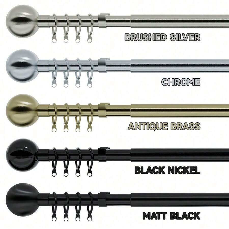 Curtain Pole Extendable Metal Chrome 28mm With Finials Rings Hooks Rod Fittings - Antique Brass - View 1