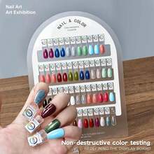 磁性指甲油及凝胶颜色对比卡展示板，含磁性亚克力板，附赠编号指甲贴片；全新可穿戴美甲收藏册；美甲风格收藏展示册 - 彩色 - 查看 2