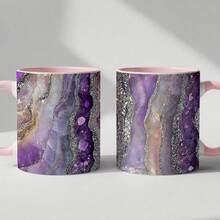 1 Natural Agate And Amethyst Crystal Coffee Cup - Marble Pattern Stone Cup, Reusable Dishwasher Gift, Suitable For Home, Office, Birthday, Housewarming - Elegant Mineral Beverage Cup (Agate Inspiration) - Hồng - Xem 2
